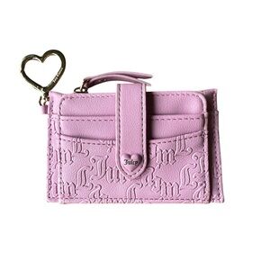 Juicy Couture NWOT Fondant Pink Heartless Tab Keychain Credit Card ID Wallet